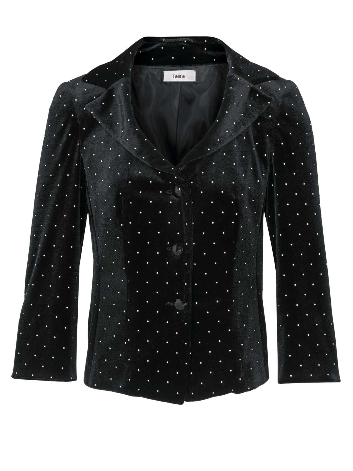 HEINE Damen Samt-Kurzblazer Elasthan Kurz Nieten Schwarz HEINE Damen Samt-Kurzblazer Elasthan Kurz Nieten Schwarz