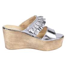 HEINE Damen Designer-Keilpantolette Silberfarben HEINE Damen Designer-Keilpantolette Silberfarben