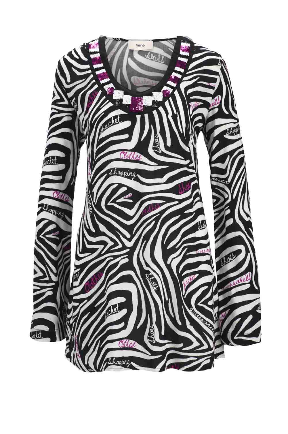HEINE Damen Designer-Tunika m. Pailletten Schwarz-Weiß HEINE Damen Designer-Tunika m. Pailletten Schwarz-Weiß