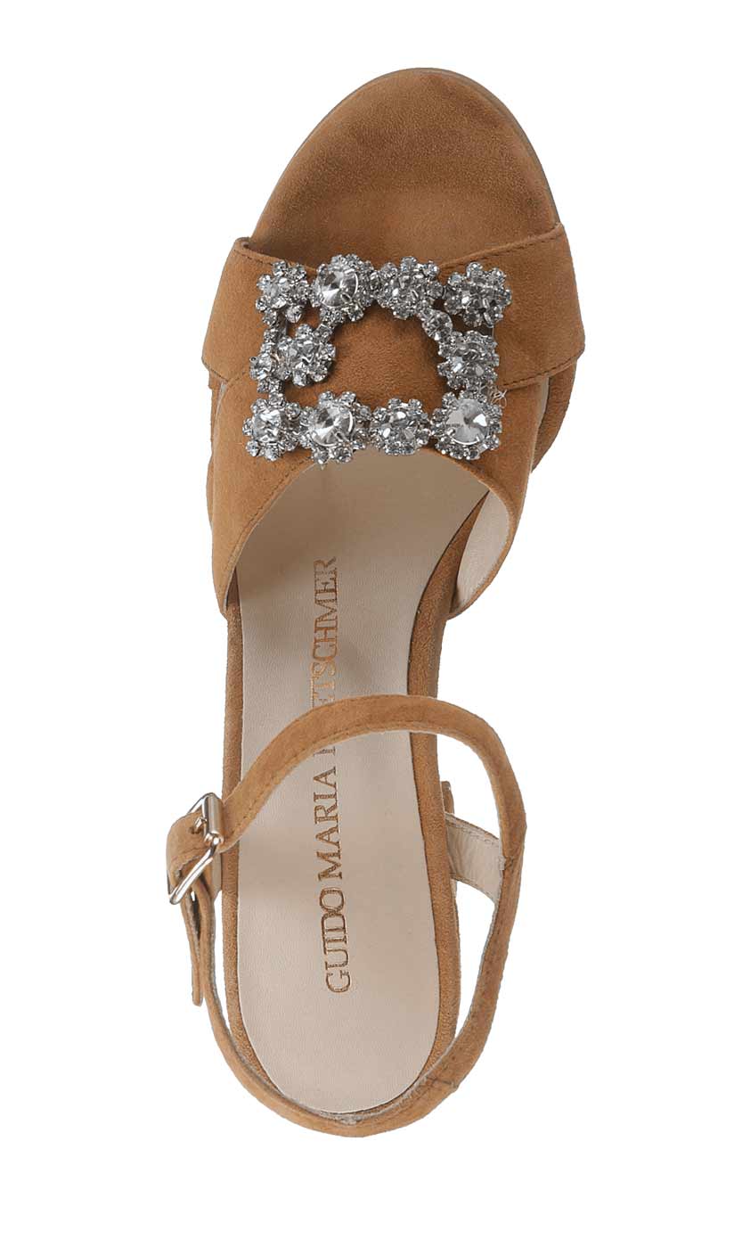 GUIDO MARIA KRETSCHMER Damen Designer-Sandalette m. Strass Cognac GUIDO MARIA KRETSCHMER Damen Designer-Sandalette m. Strass Cognac