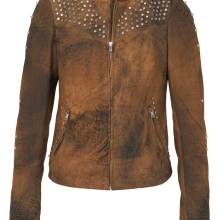 Heine Lederjacke aus Lammnubuk mit  Nieten braun Heine Lederjacke aus Lammnubuk mit  Nieten braun