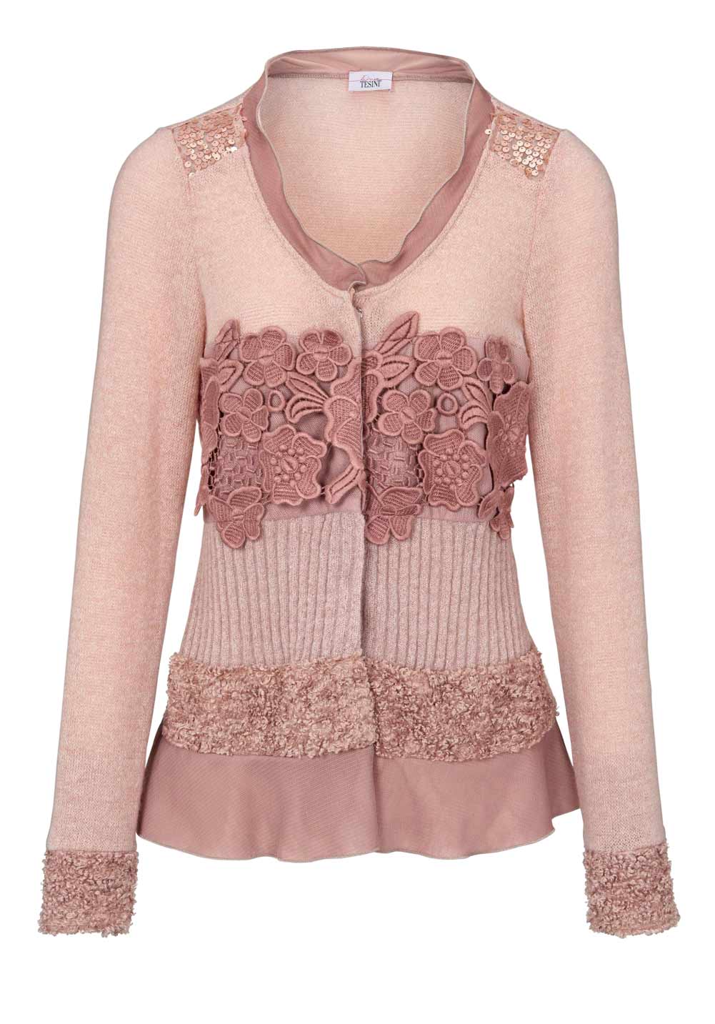 Damen Strickjacke von Linea Tesini rosé Damen Strickjacke von Linea Tesini rosé