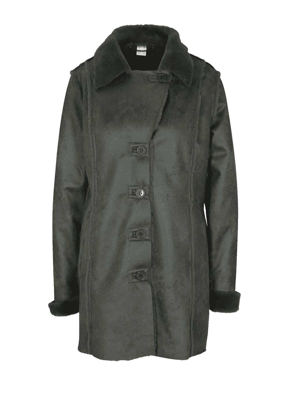 HEINE Damen Jacke Lammfelllook Kunstleder Imitat dunkelgrün HEINE Damen Jacke Lammfelllook Kunstleder Imitat dunkelgrün