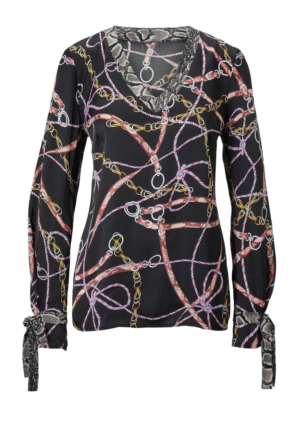 HEINE Damen Designer-Druckbluse Schwarz-Bunt HEINE Damen Designer-Druckbluse Schwarz-Bunt