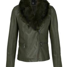 HEINE Damen Designer-Lederimitatjacke m. Webpelzkragen Oliv HEINE Damen Designer-Lederimitatjacke m. Webpelzkragen Oliv
