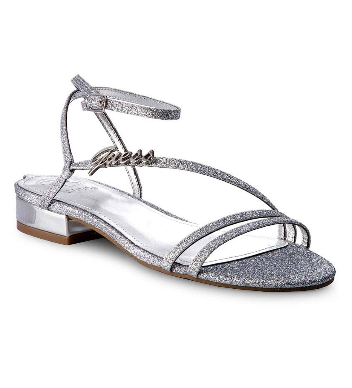 GUESS Damen Marken-Sandalette Silberfarben GUESS Damen Marken-Sandalette Silberfarben