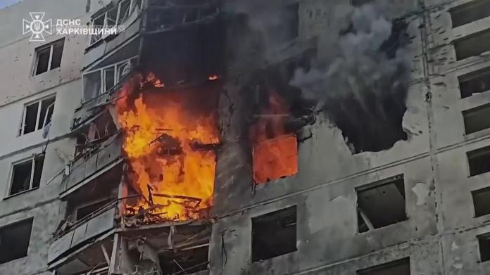 (*) teams react after (*) airborne bomb strikes (*) multi-storey property structure (*) teams react after (*) airborne bomb strikes (*) multi-storey property structure