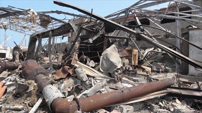 Destruction of structures in Hodeida after Israeli strike Destruction of structures in Hodeida after Israeli strike