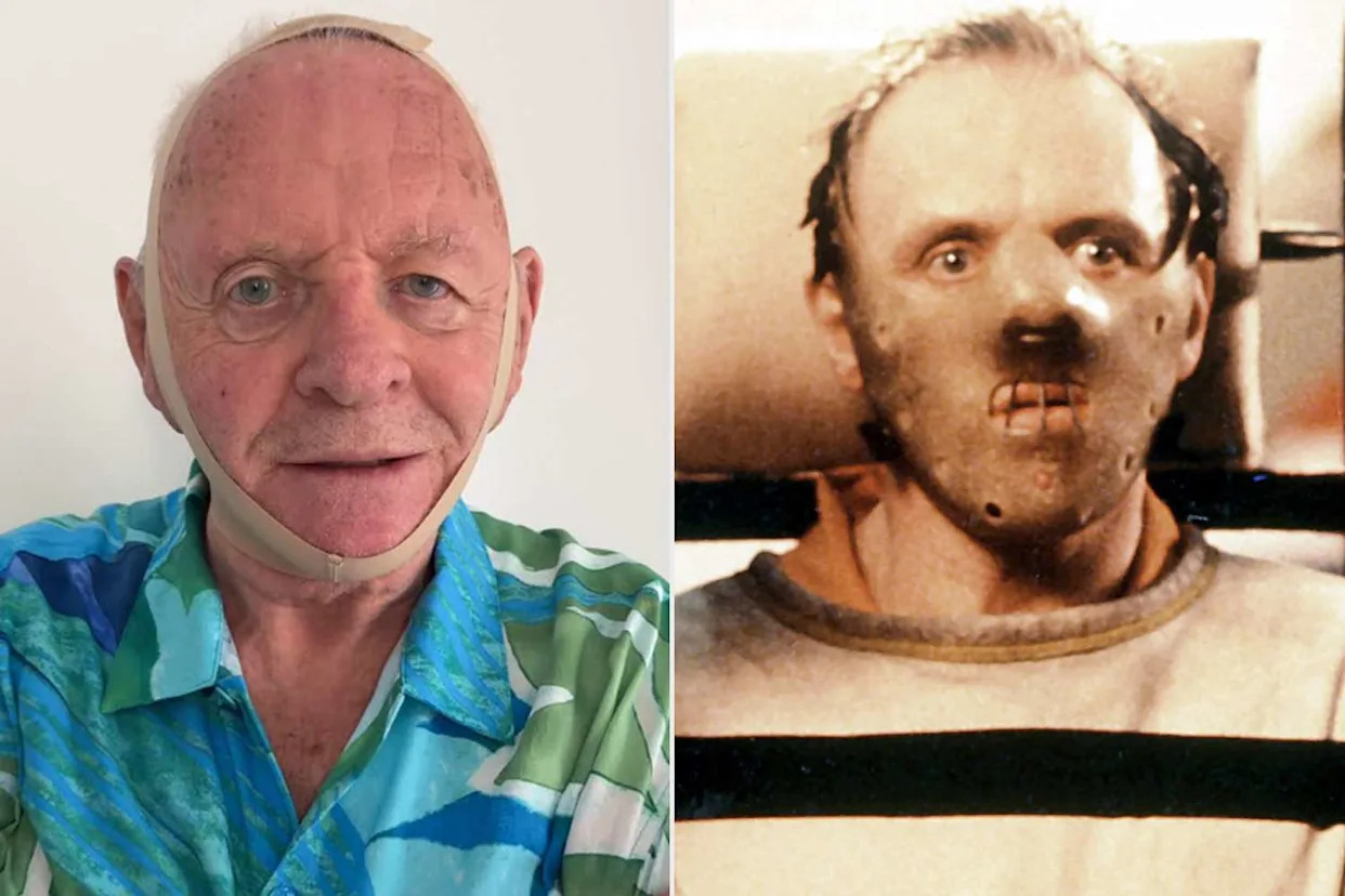 Anthony Hopkins Channels Hannibal Lecter in Kim K's Skims Face Wrap Anthony Hopkins Channels Hannibal Lecter in Kim K's Skims Face Wrap