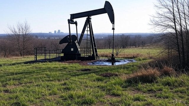 Artistic impression of an oil well. Artistic impression of an oil well.