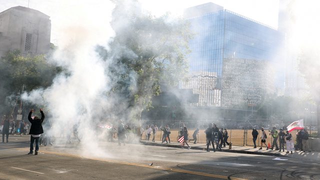 Fireworks used against law enforcement during LA insurrection. Fireworks used against law enforcement during LA insurrection.