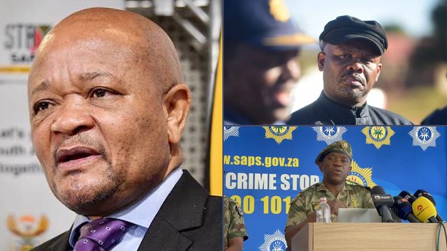 From left to right: Police Minister Senzo Mchunu, Deputy Commissioner Shadrack Sibiya, and KZN Commissioner Nhlanhla Mkhwanazi – at the center of explosive corruption allegations rocking SAPS. From left to right: Police Minister Senzo Mchunu, Deputy Commissioner Shadrack Sibiya, and KZN Commissioner Nhlanhla Mkhwanazi – at the center of explosive corruption allegations rocking SAPS.