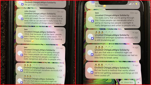 Screenshots from a dropped phone reveal Antifa's internal communications during Portland ICE protests. Screenshots from a dropped phone reveal Antifa's internal communications during Portland ICE protests.