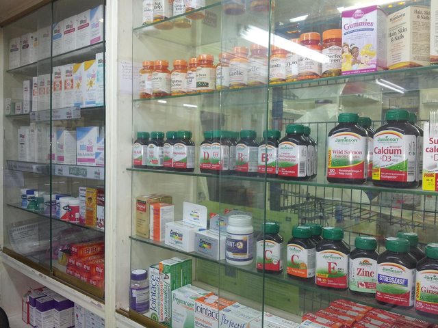 Pharmaceuticals behind glass. Pharmaceuticals behind glass.