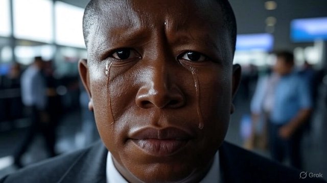 Artistic impression of Julius Malema receiving bad news about his visa application. Artistic impression of Julius Malema receiving bad news about his visa application.