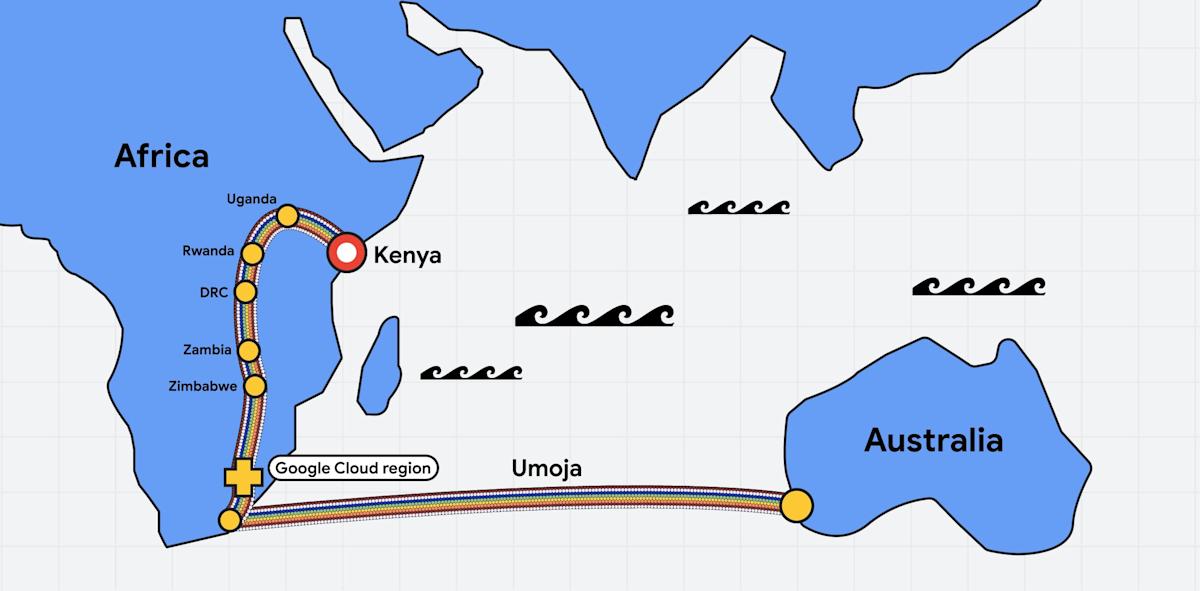 Google plans to run a fiber optic cable from Kenya to Australia Google plans to run a fiber optic cable from Kenya to Australia
