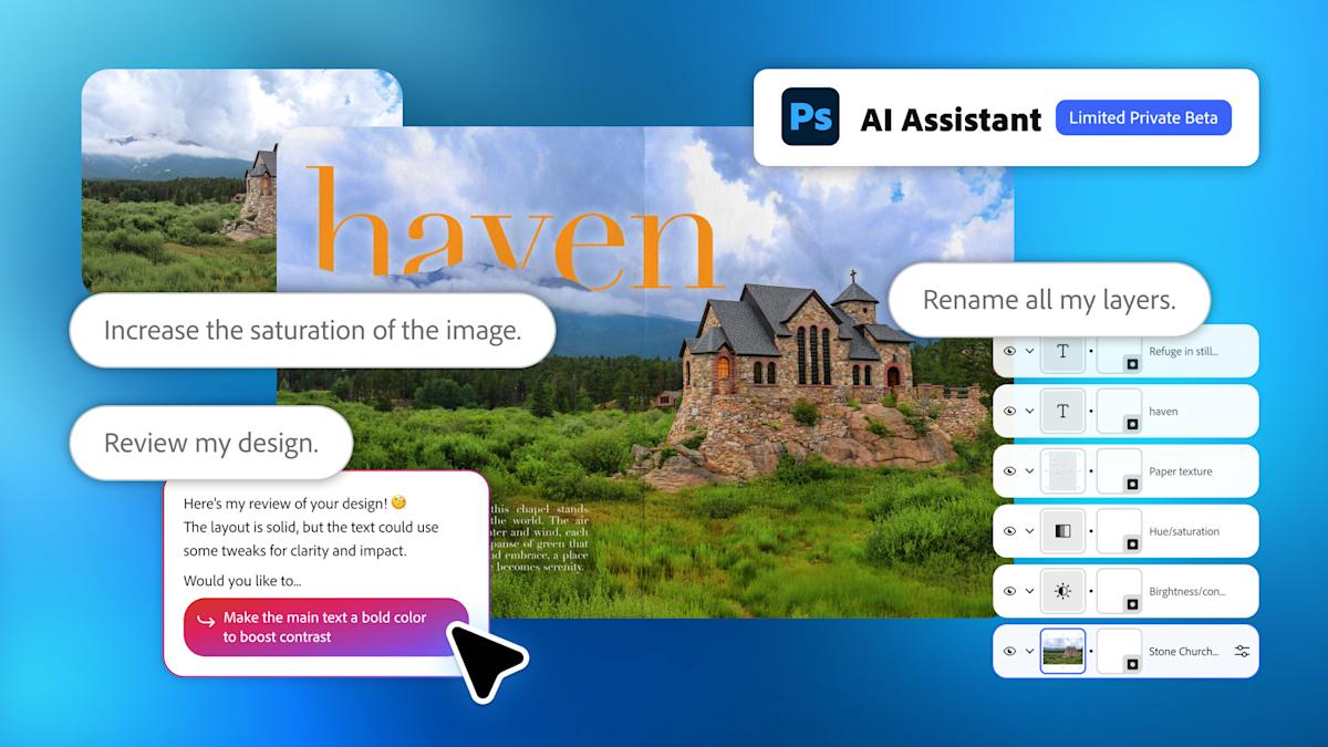 Adobe’s new Photoshop AI Assistant can automate repetitive duties Adobe’s new Photoshop AI Assistant can automate repetitive duties