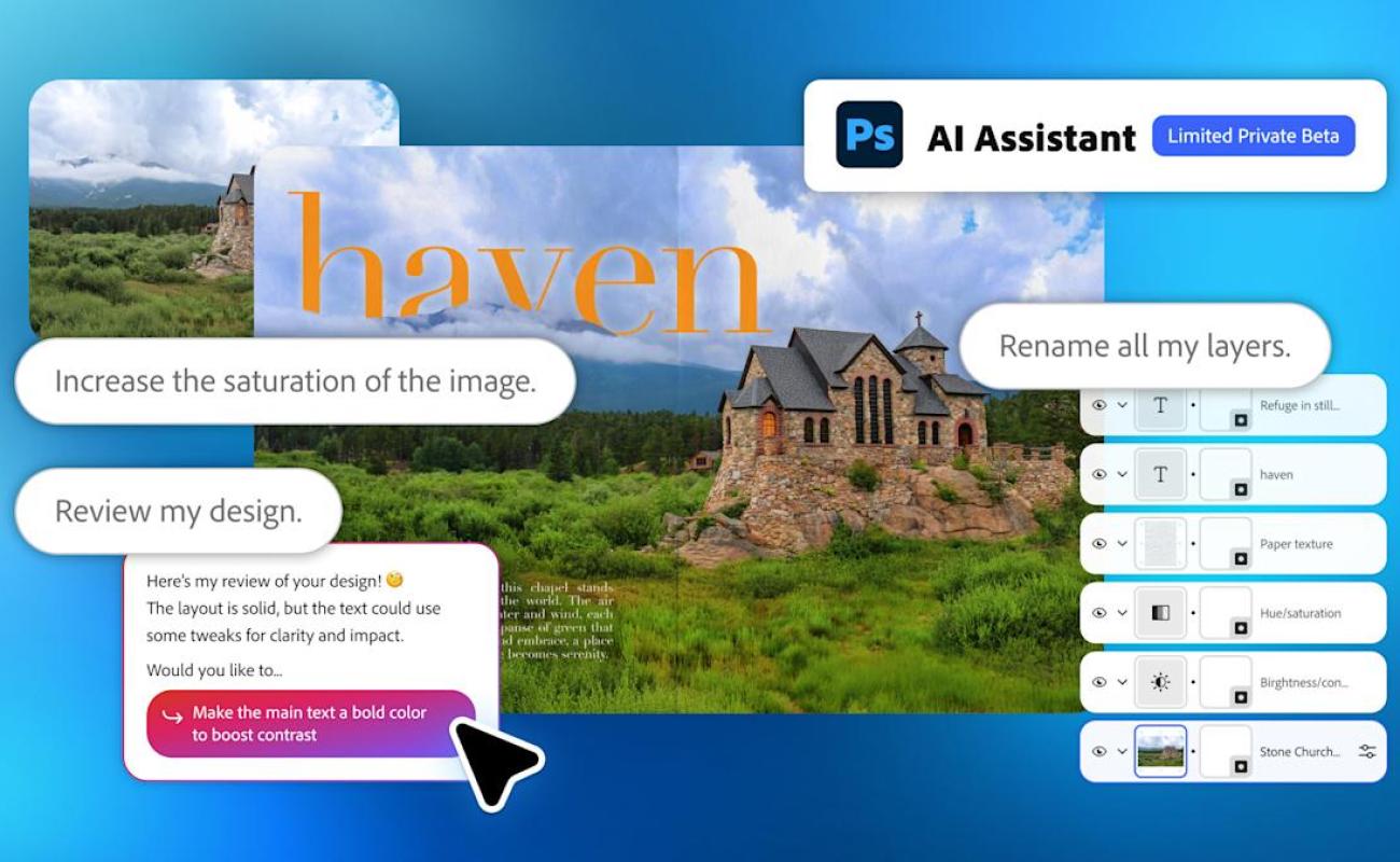 Adobe’s new Photoshop AI Assistant can automate repetitive duties Adobe’s new Photoshop AI Assistant can automate repetitive duties