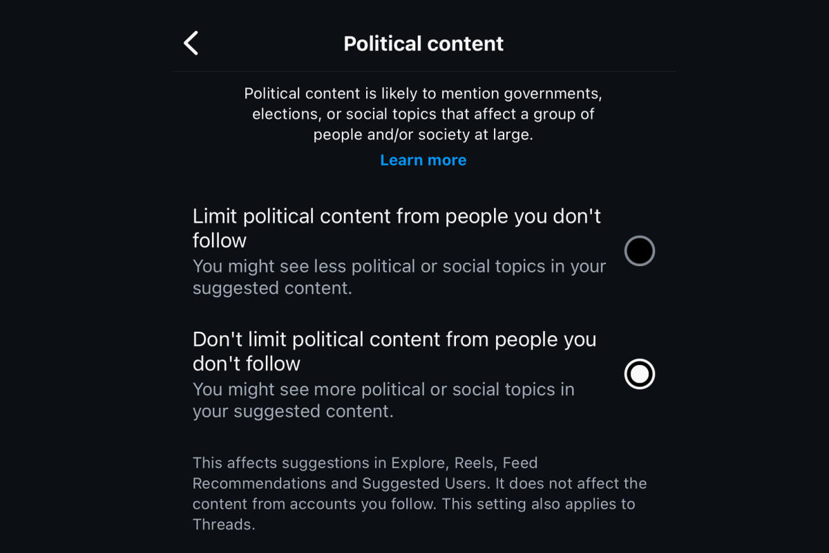 A Meta ‘error’ broke the political content material filter on Threads and Instagram A Meta ‘error’ broke the political content material filter on Threads and Instagram