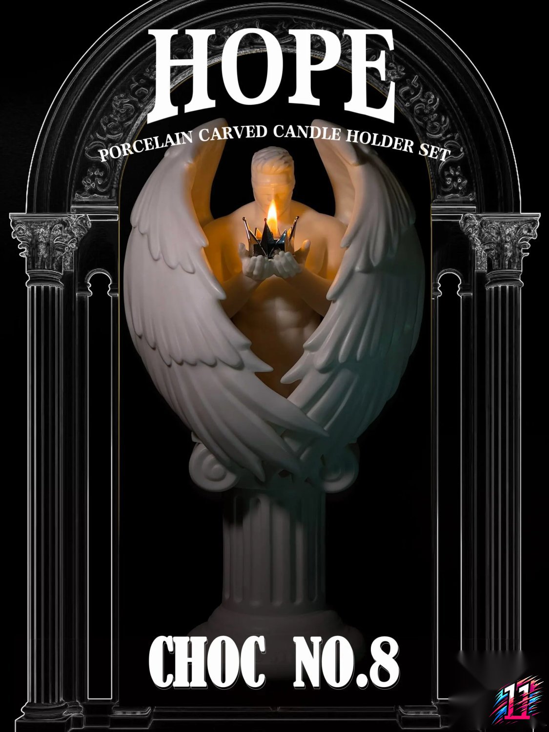 CHOC STUDIO - HOPE PORCELAIN CARVED CANDLE HOLDER SET (Licensed)