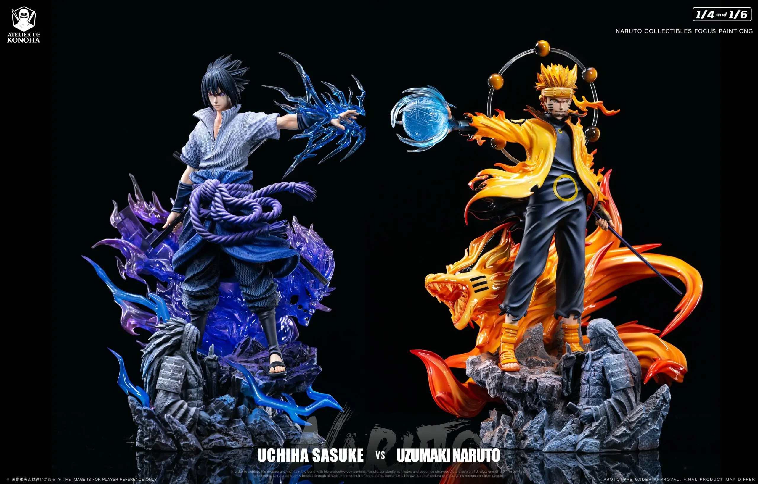 ATELIER DE KONOHA Studio - Naruto Light Sculpture Series Uzumaki Naruto & Uchiha Sasuke