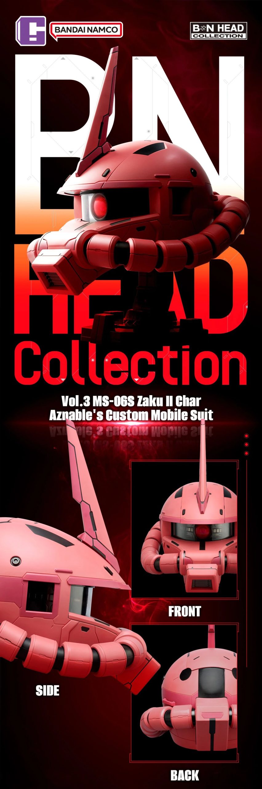 BANDAI - Mobile Suit Gundam BN HEAD Collection VOL.3 Char Aznable Zaku (Licensed)