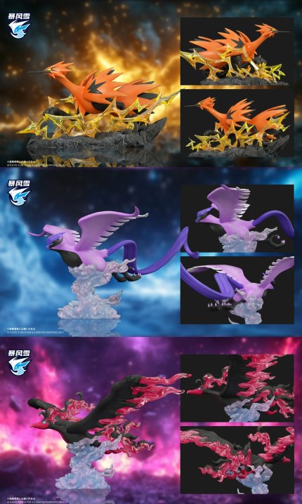 Bao Feng Xue Studio - Pokémon Galarian Articuno & Galarian Zapdos & Galarian Moltres Bao Feng Xue Studio - Pokémon Galarian Articuno & Galarian Zapdos & Galarian Moltres