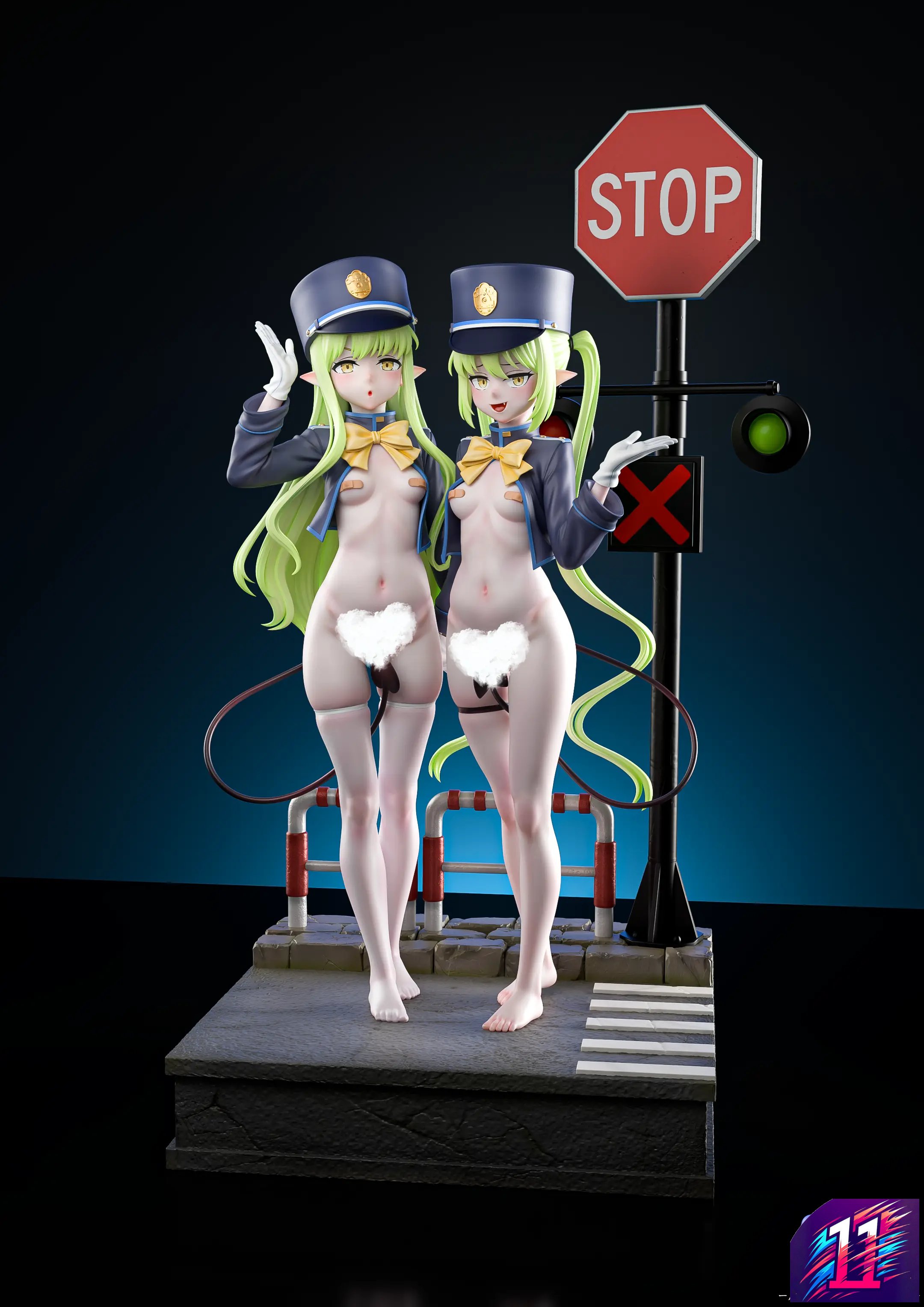 Genius Bee Studio - Highlander Railroad Academy Tachibana Hikari X Tachibana Nozomi Blue Archive