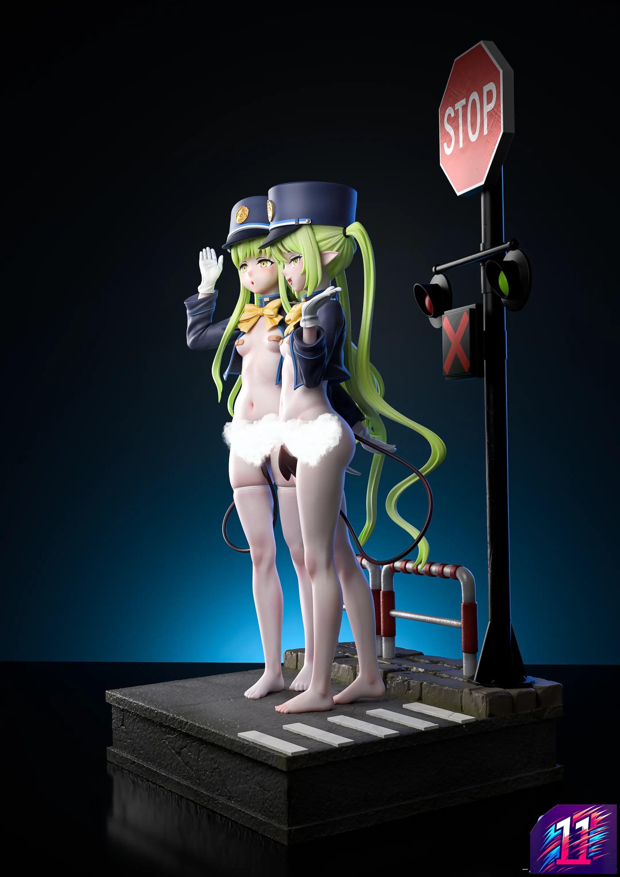 Genius Bee Studio - Highlander Railroad Academy Tachibana Hikari X Tachibana Nozomi Blue Archive