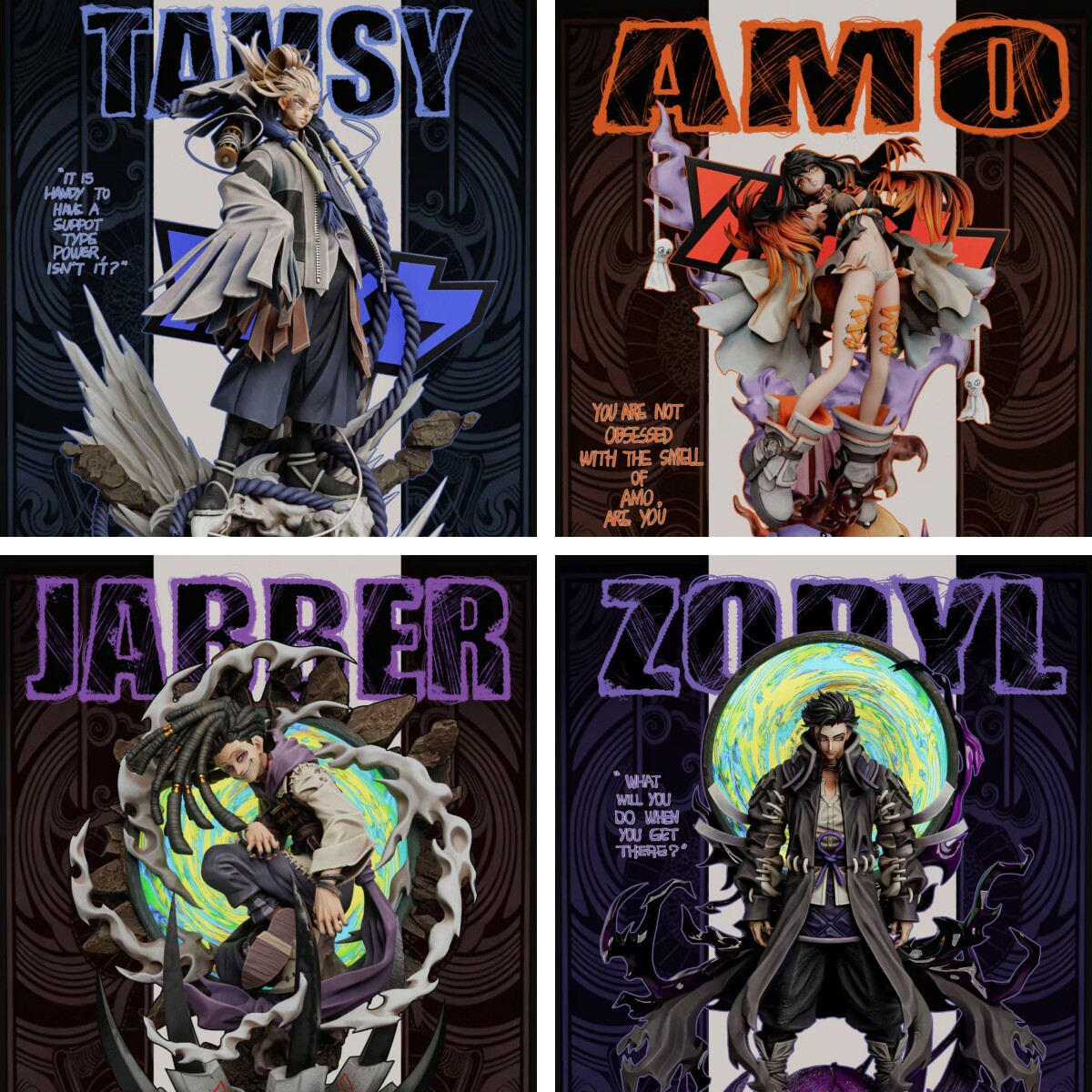 DREAM HUNTER Studio - GACHIAKUTA Statue Series 005 Amo Empool X 006 Jabber Wonger X 007 Tamsy Caines X 008 Zodyl Typhon GACHIAKUTA