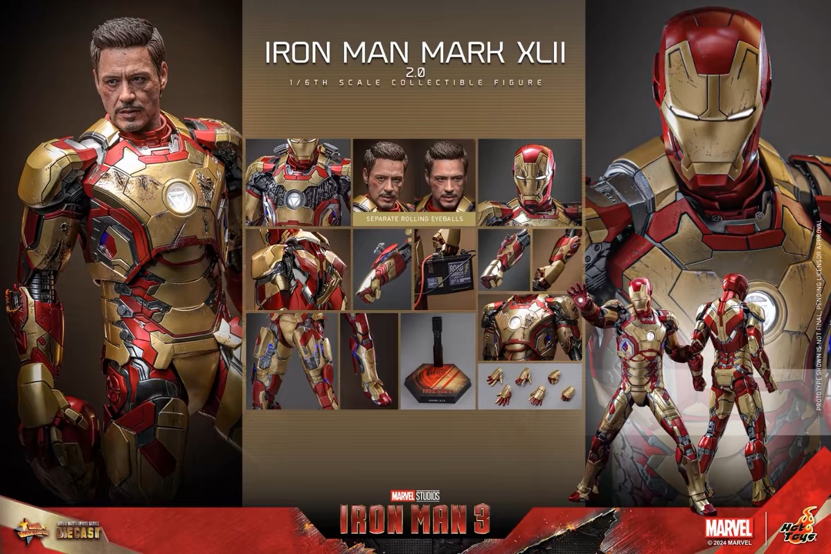 Hottoys Studio - Marvel Iron Man3 Iron Man Mark42 (2.0) MMS758D65 (Licensed)