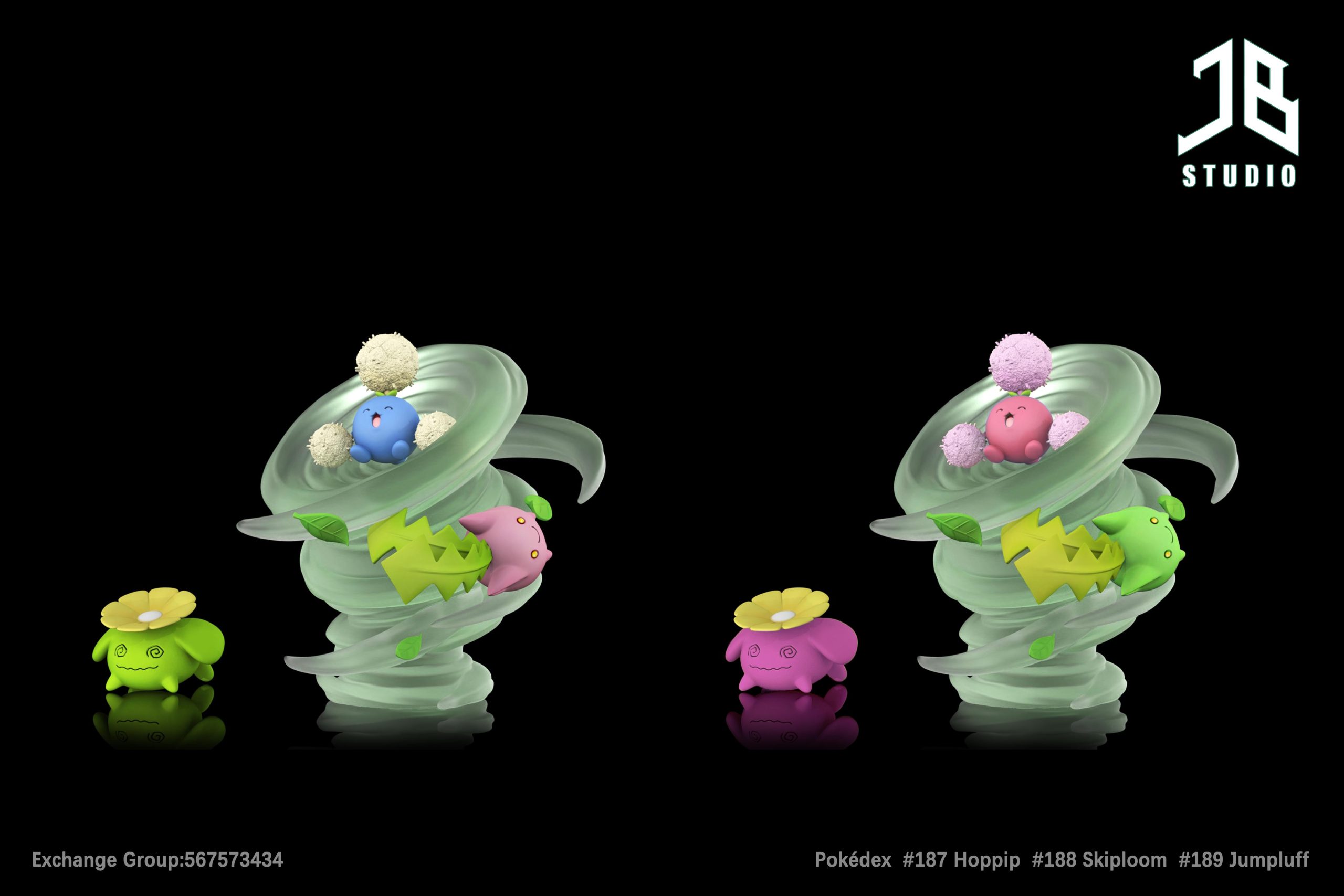 JB Studio - Pokémon Pokédex Series Cottonee Evolution Set & Hoppip Evolution Set