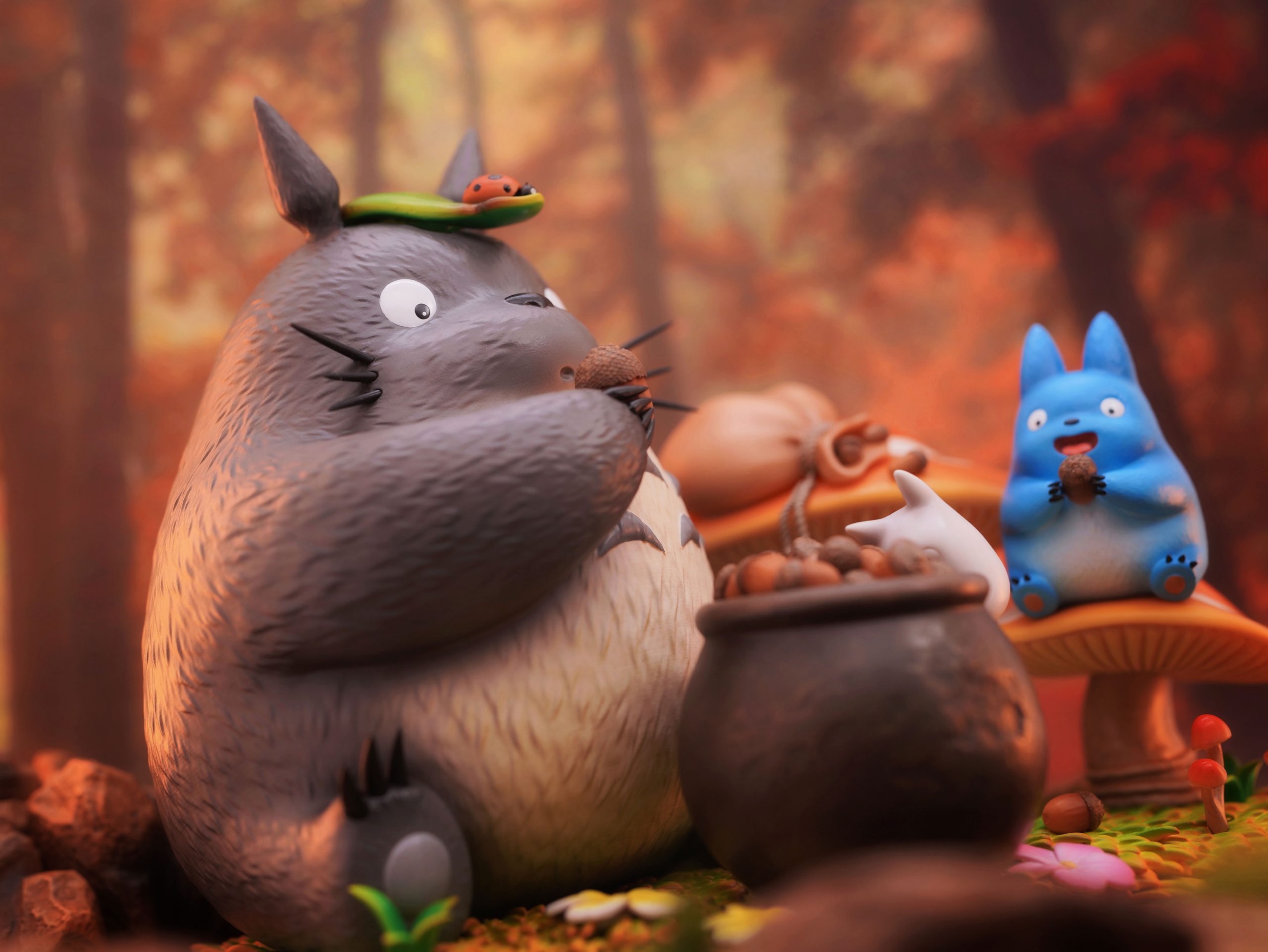 Long Miao Studio - My Neighbor Totoro Totoro Eating Acorn