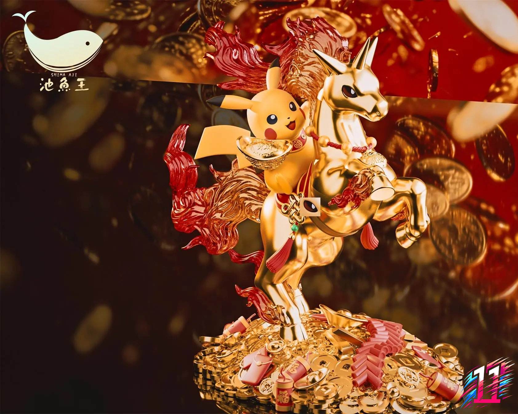 Shima Aji Studio - Success Upon the Steed Pikachu X Rapidash Pokémon