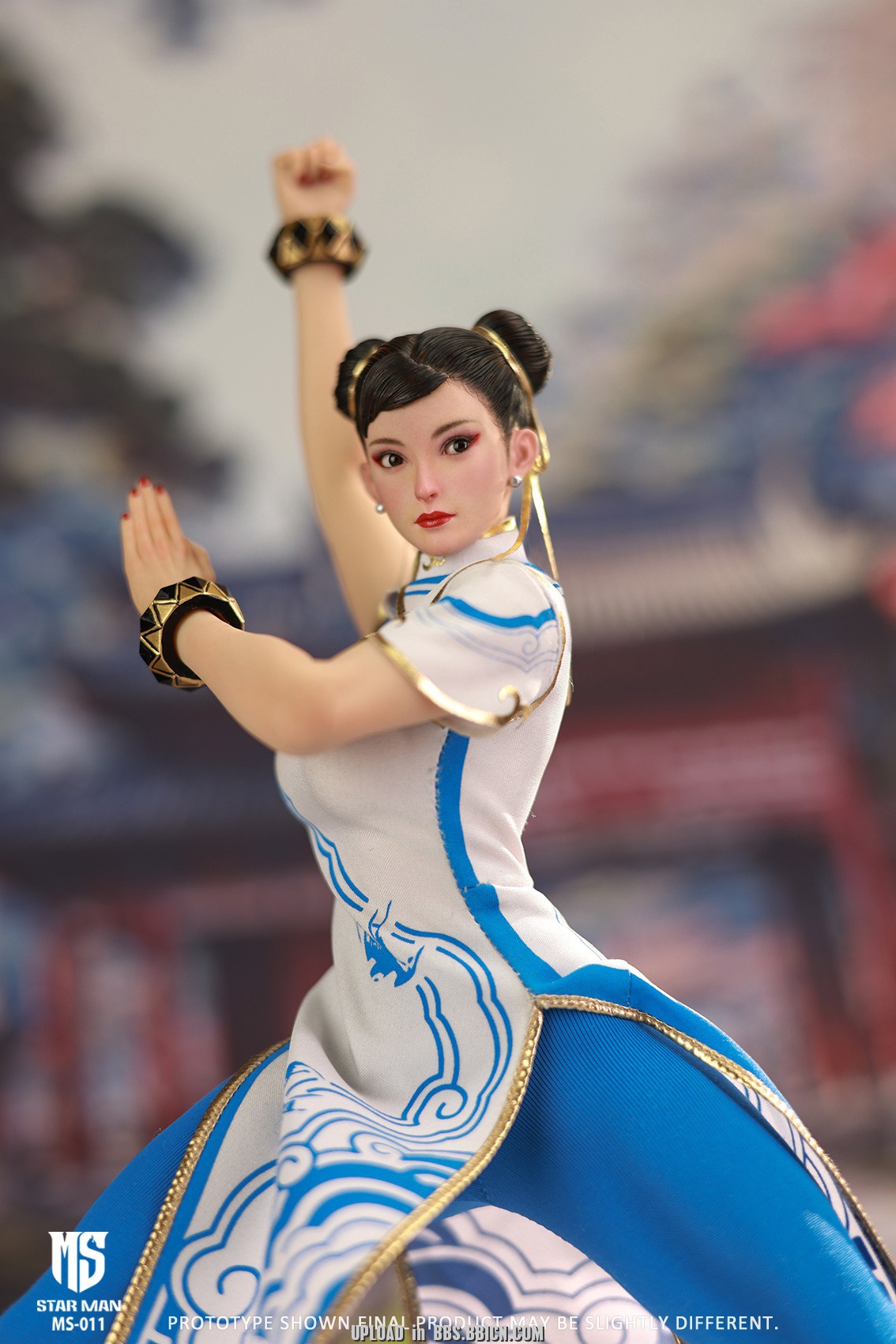 STAR MAN 1/6 フィーメール・ファイター ホワイトブルー MS-011 Star Man 1:6 Female Fighter Li Blue Cloud Patterned White