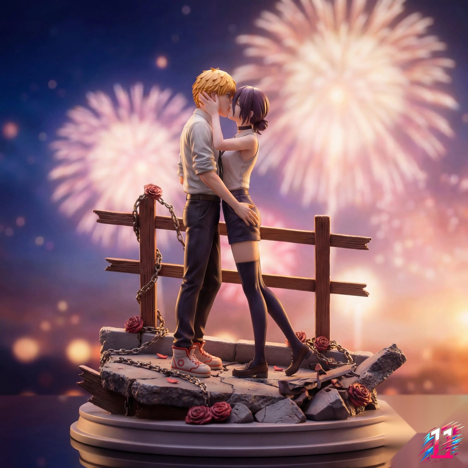 PINK Studio - Denji X Reze Kiss of Fireworks Chainsaw Man