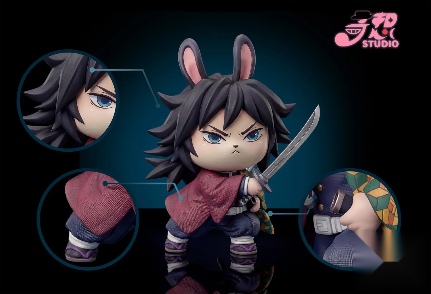 Qi Xiang Studio - Chibi Figure Series #02 Usagi Cosplay Demon Slayer Giyu Tomioka Chiikawa