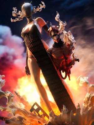 QuietArt Studio & Hera Studio - Chainsaw Man Bomb Demon Bom & Reze & Kiss Busts QuietArt Studio & Hera Studio - Chainsaw Man Bomb Demon Bom & Reze & Kiss Busts