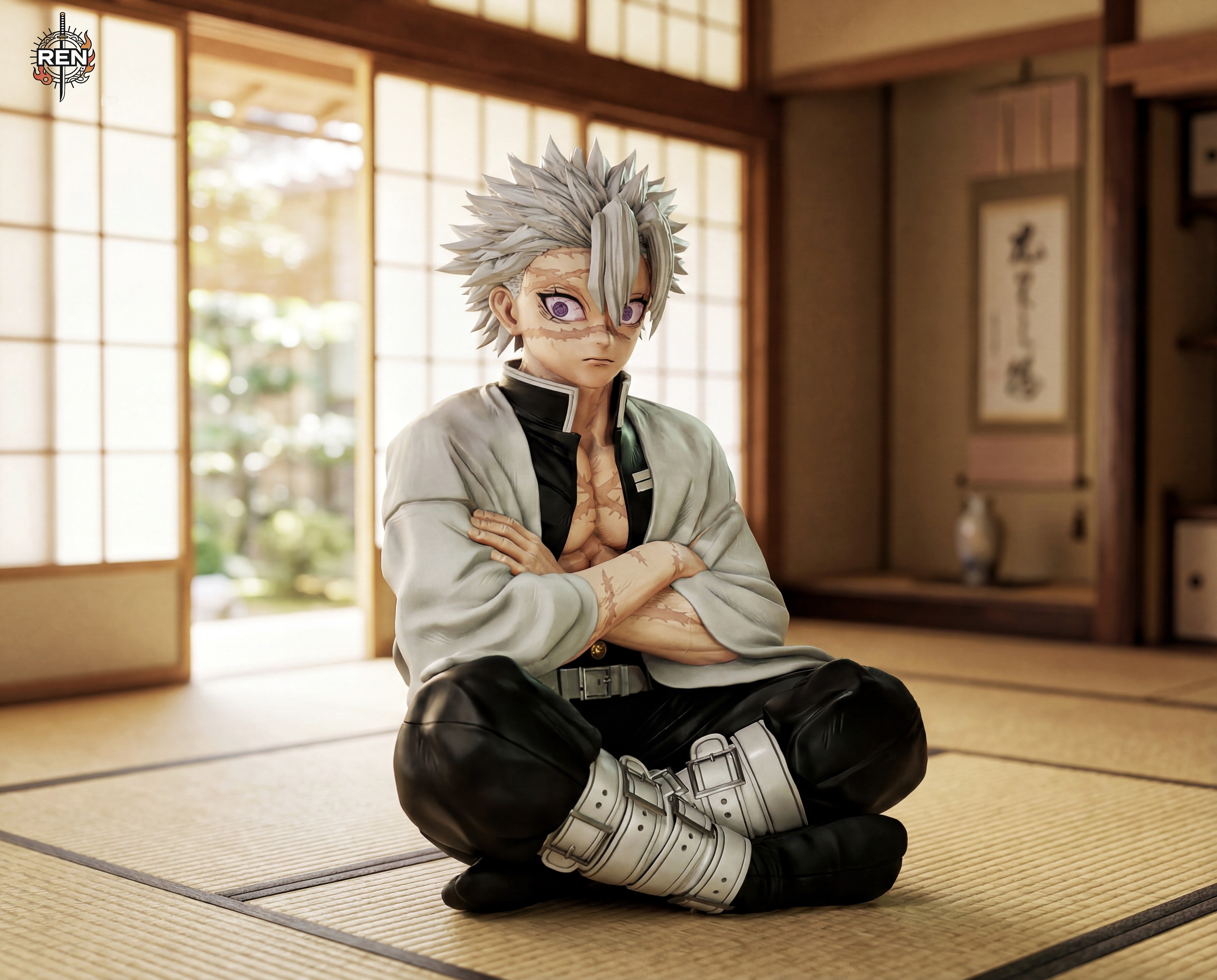 REN Studio - Sanemi Shinazugawa Sitting Pose Wind Hashira Demon Slayer