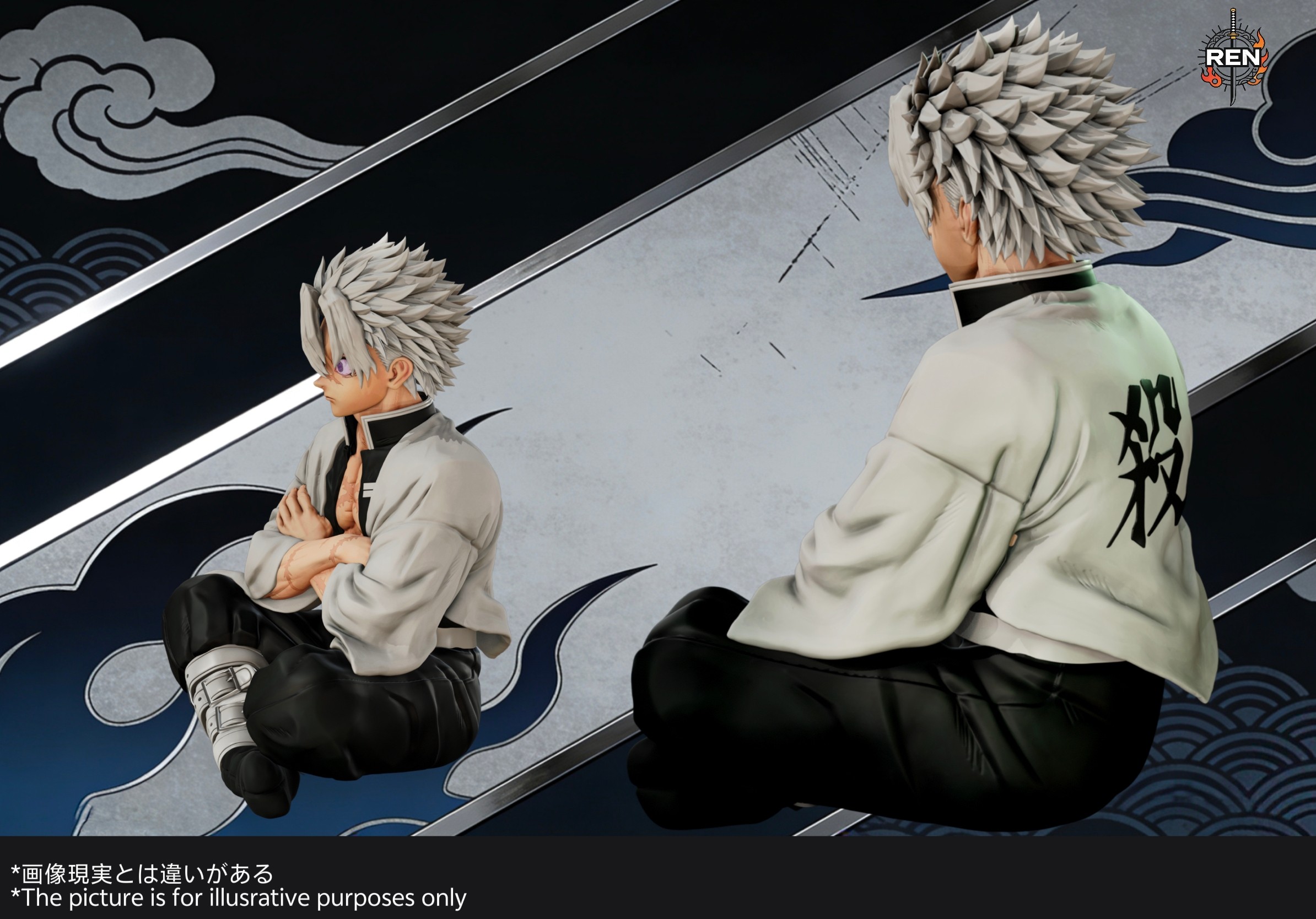 REN Studio - Sanemi Shinazugawa Sitting Pose Wind Hashira Demon Slayer
