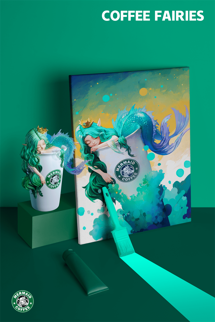 WeArtDoing Studio - Original Coffee Girl - Colorful Mocha & Matcha Latte & Cold Brew Concentrate