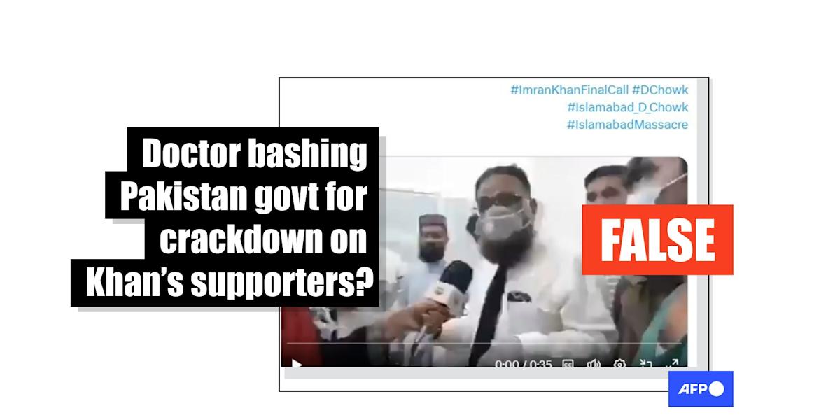 Clip shows Pakistan doctor bemoaning cruelty towards anti-France protesters, not supporters of ex-PM Khan Clip shows Pakistan doctor bemoaning cruelty towards anti-France protesters, not supporters of ex-PM Khan