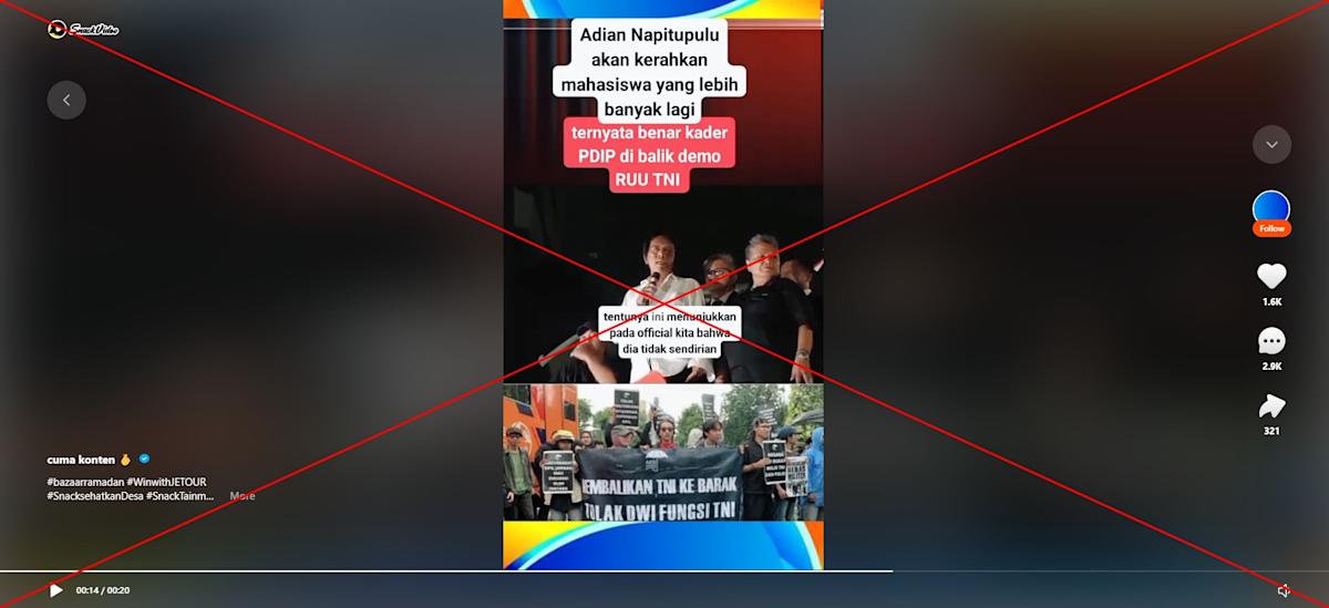 Politician’s old speech falsely linked to Indonesia military law protests Politician’s old speech falsely linked to Indonesia military law protests