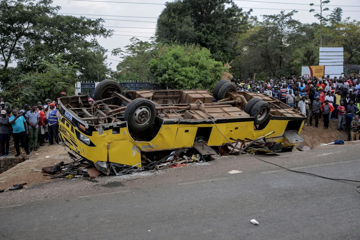 A bus carrying mourners from a funeral overturns in Kenya, killing 21 people A bus carrying mourners from a funeral overturns in Kenya, killing 21 people