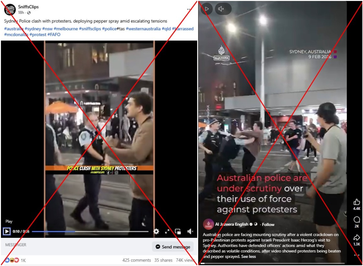 Circulating pepper spray clip unrelated to anti-Herzog protest in Australia Circulating pepper spray clip unrelated to anti-Herzog protest in Australia