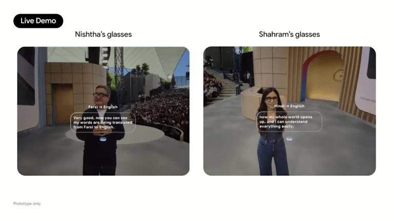 Google demos Android XR glasses at I/O with live language translation Google demos Android XR glasses at I/O with live language translation