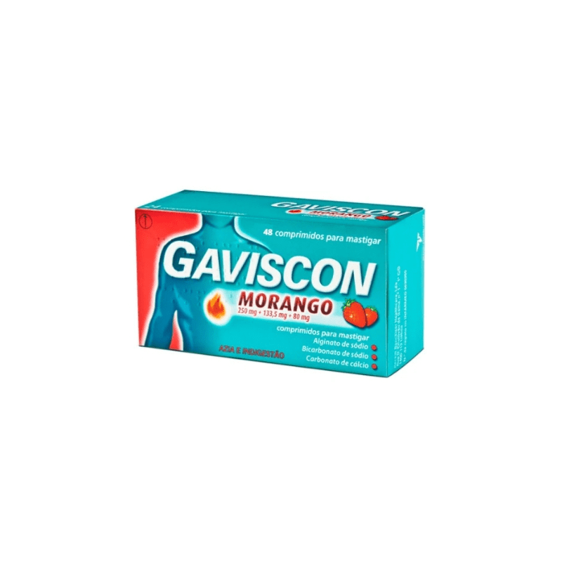 Gaviscon Morango, 250/133,5/80 mg x 48 comp mast