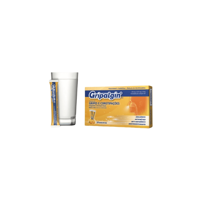 Gripalgin, 650 mg + 4 mg + 8.21 mg x10 Saquetas