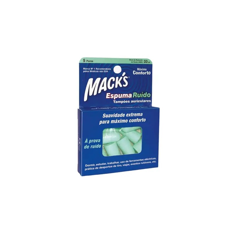 Mack’s Espuma Ruído Tampões Auriculares x5 Mack’s Espuma Ruído Tampões Auriculares x5