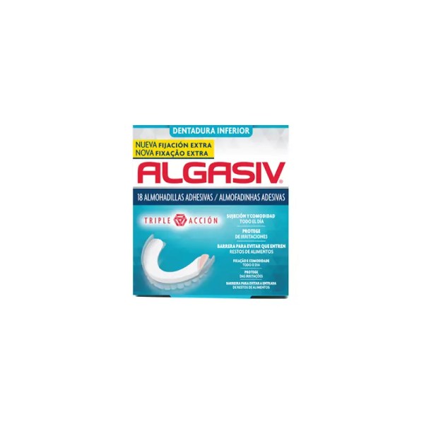 Algasiv Almofadas Adesivas Dentadura Inferior X18 Algasiv Almofadas Adesivas Dentadura Inferior X18